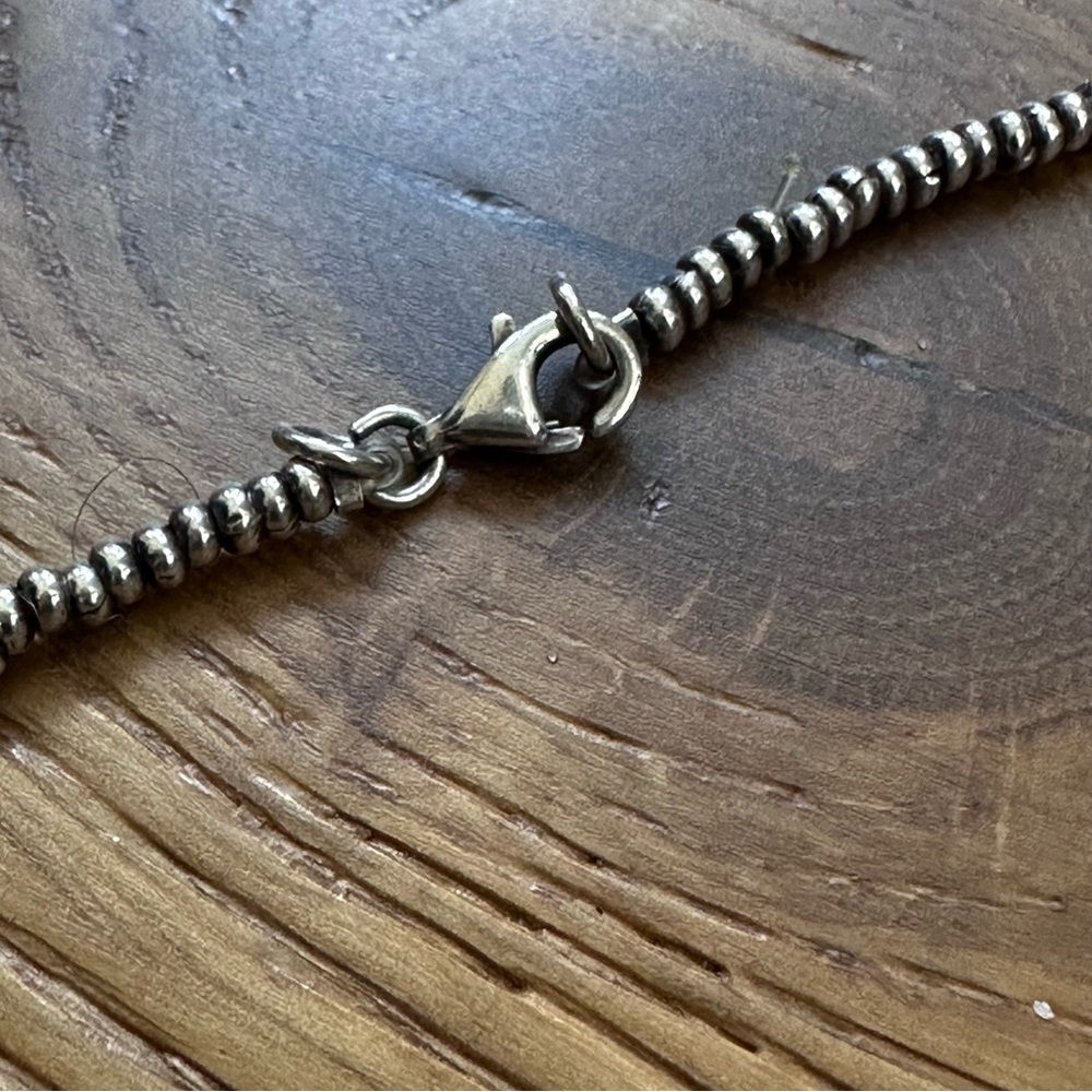 Sterling Silver Ohm Pendant and Beaded Chain 16” - Picture 4 of 15